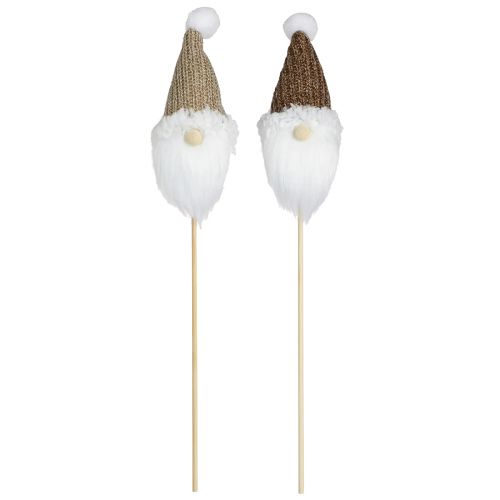 Article Bouchon décoratif gnome de Noël blanc marron 4x11cm 4 pcs