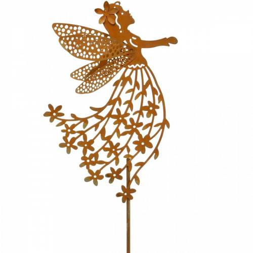 Floristik24 Bouchon décoratif fleur elfe, ressort, décoration métal, fée sur bâton, patine
