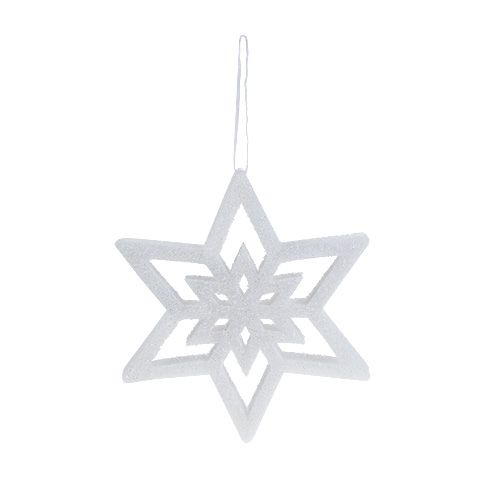 Floristik24 Étoile décorative blanche enneigée 28cm L40cm 1 pièce