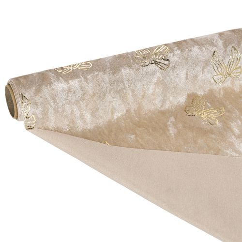 Tête de table motif nœuds dorés polyeste beige crème 35x120cm lot de 2 | Floristik24.fr