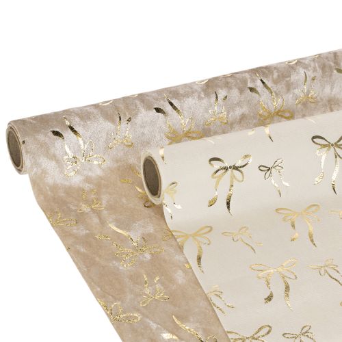 Tissu décoratif sur rouleau avec motifs nœuds dorés 120x35 cm