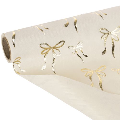 Tissu décoratif sur rouleau avec motifs nœuds dorés 120x35 cm | Floristik24.fr