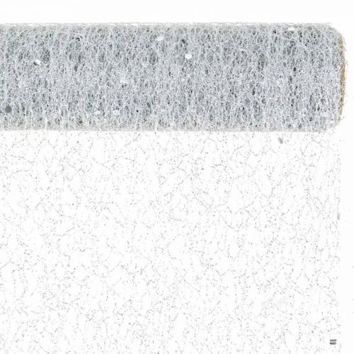Bande de table tissu déco gris argent x 2 assorties 35x200cm
