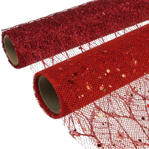 Floristik24 Tissu Déco Noël Polyester Rouge x 2 assortis 35x200cm