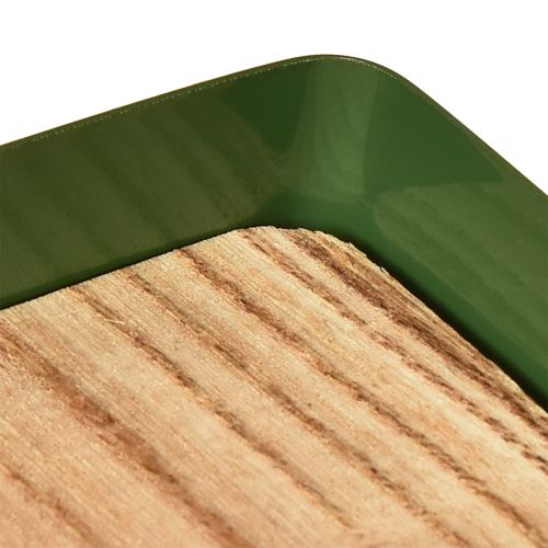 Article Plateau décoratif en métal et bois vert 35,5 × 11 × 3 cm, 2 pièces