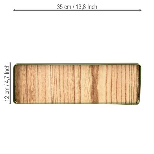 Article Plateau décoratif en métal et bois vert 35,5 × 11 × 3 cm, 2 pièces