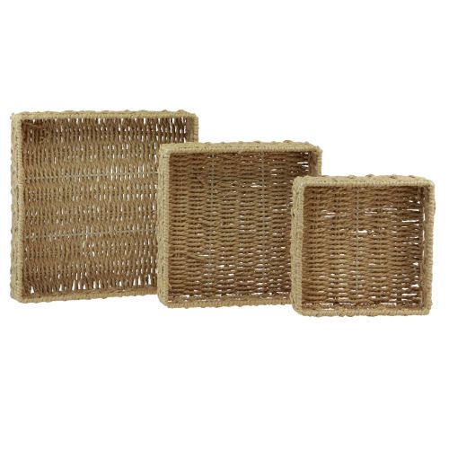 Floristik24 Plateau décoratif panier carré métal naturel 30/25/20cm lot de 3