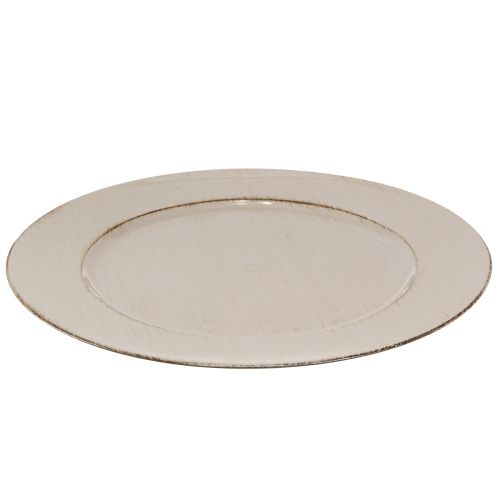 Floristik24 Assiette décorative en plastique gris marron Ø33cm