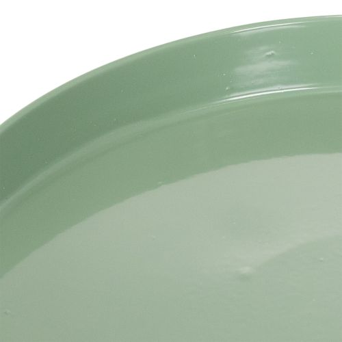 Plateau décoratif en métal vert avec pied rond 20 cm | Floristik24.fr