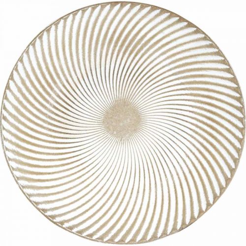 Assiette déco ronde blanc marron cannelures décoration de table Ø40cm H4cm