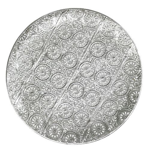 Floristik24 Assiette décorative argent avec ornement Ø32cm