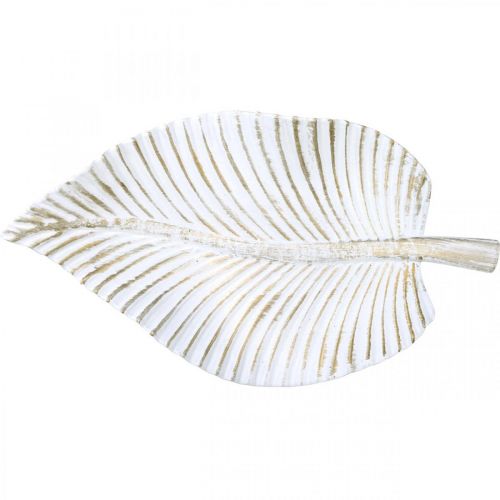 Floristik24 Assiette décorative blanc marron feuille d'automne décoration d'automne 35,5x20x5cm