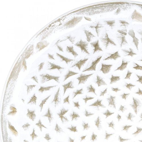Floristik24 Assiette décorative ronde blanche structure marron décoration de table vintage Ø39cm