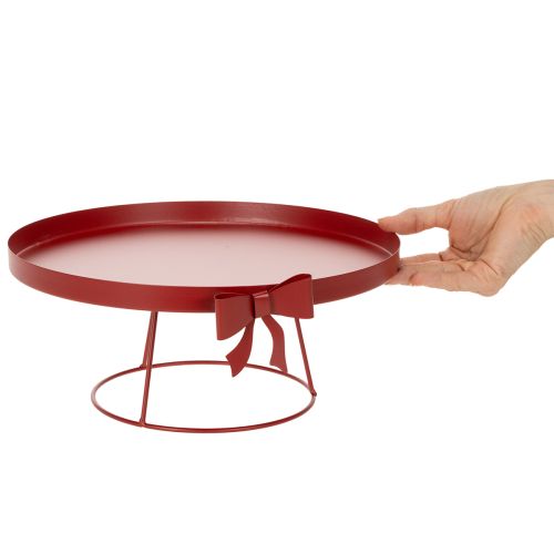 Ensemble de plateaux décoratifs en métal rouge avec nœud, 30 cm et 25 cm, lot de 2 | Floristik24.fr