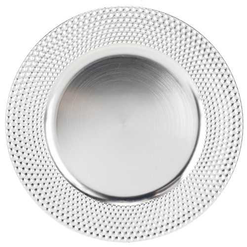 Assiette décorative assiette décorative ronde en plastique argent Ø33cm