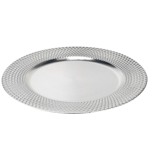 Article Assiette décorative assiette décorative ronde en plastique argent Ø33cm