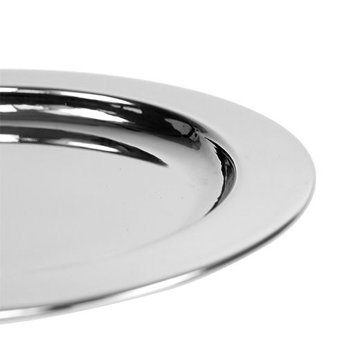 Floristik24 Assiette déco en métal Ø14,5cm argent 1pc