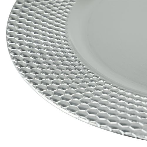 Article Assiette décorative assiette décorative ronde en plastique argent Ø33cm