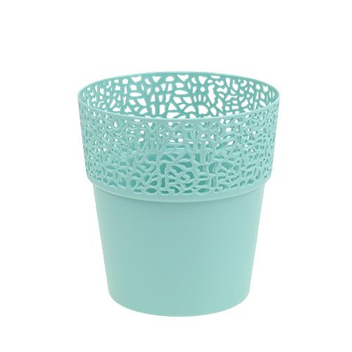 Floristik24 Pot déco plastique Menthe Ø13cm, H13,5cm 1p