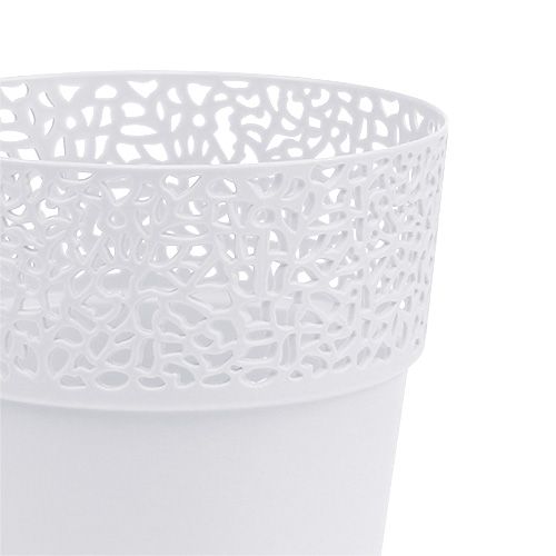 Floristik24 Pot décoratif plastique blanc Ø13cm H13,5cm 1 pièce
