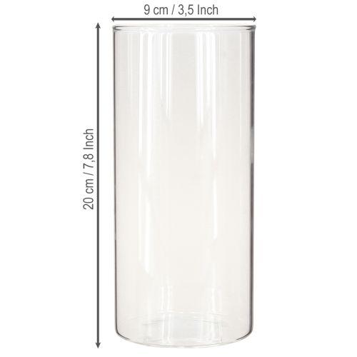 Article Vase décoratif, vase à fleurs, vase en verre, incolore Ø9cm H20cm