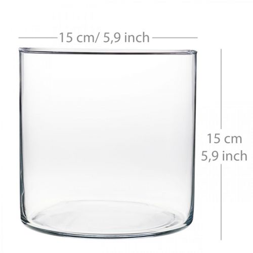Article Vase décoratif cylindre en verre transparent Ø15cm H15cm