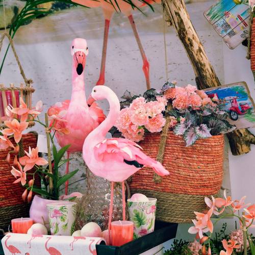 Floristik24 Flamant rose décoratif avec plumes rose H45cm