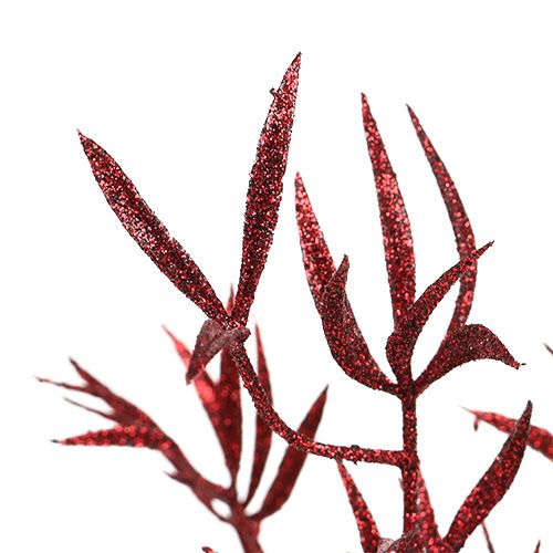 Article Branche deco rouge avec mica 69cm 2pcs