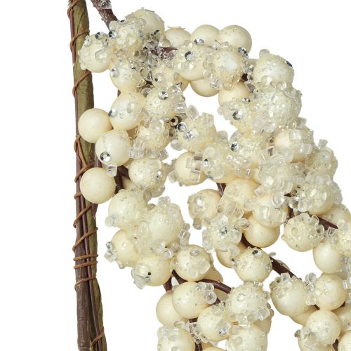 Article Branche décorative de symphorines, guirlande d'hiver crème 130cm