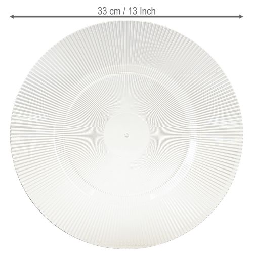 Article Assiette décorative avec rainures assiette en plastique assiette en plastique transparente Ø33cm