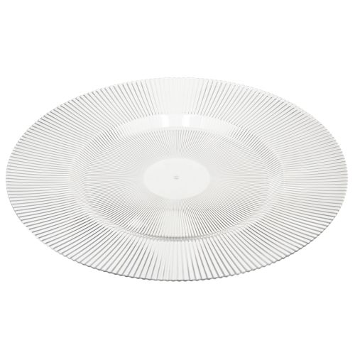 Article Assiette décorative avec rainures assiette en plastique assiette en plastique transparente Ø33cm