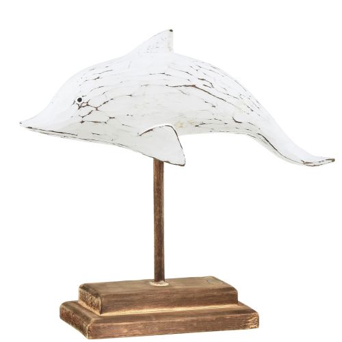 Floristik24 Décoration dauphin Albasia Maritime décoration en bois blanc 28×6,5×26cm