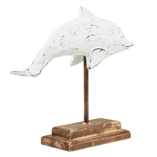 Article Décoration dauphin Albasia Maritime décoration en bois blanc 28×6,5×26cm