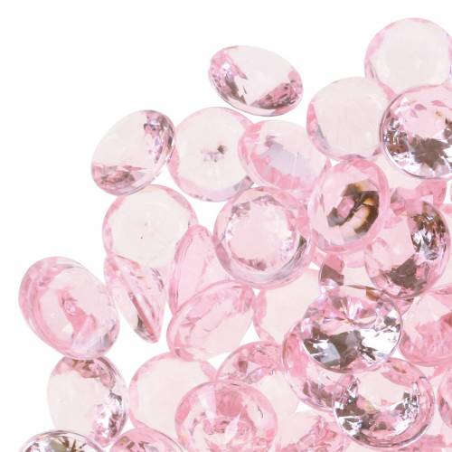 Floristik24 Pierres décoratives diamant acrylique rose clair Ø1.2cm 175g pour décoration anniversaire