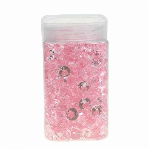 Floristik24 Pierres décoratives diamant acrylique rose clair Ø1.2cm 175g pour décoration anniversaire