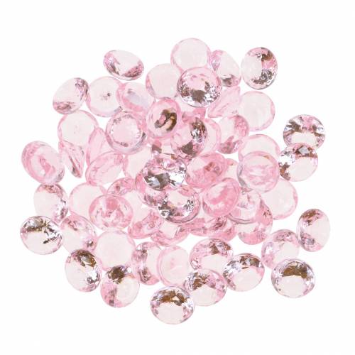 Floristik24 Pierres décoratives diamant acrylique rose clair Ø1.2cm 175g pour décoration anniversaire