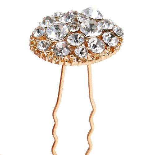 Floristik24 Épingle à cheveux dorée de mariage avec strass 7 cm 9 p.