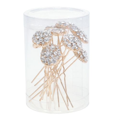 Floristik24 Épingle à cheveux dorée de mariage avec strass 7 cm 9 p.