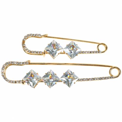 Broche de securite bijoux aiguille diamant or 2pcs