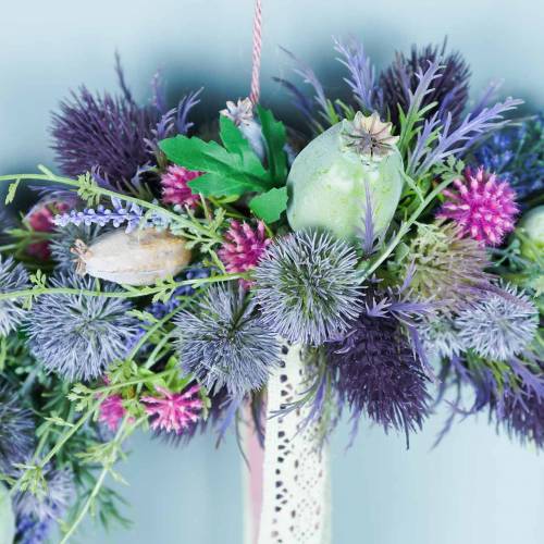 Floristik24 Chardon fleur en soie bleu 56cm 3pcs