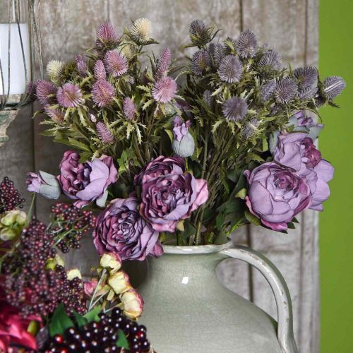 Floristik24 Chardon Artificielle Tige Fleur Rose 10 Têtes De Fleurs 68cm 3pcs