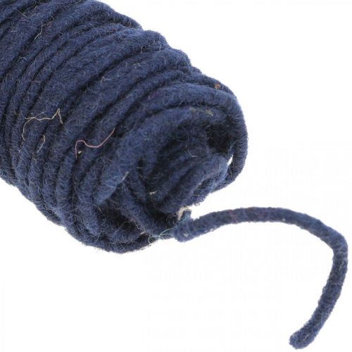 Article Cordon en feutre à fil de mèche, cordon en feutre, cordon en laine bleu 55m