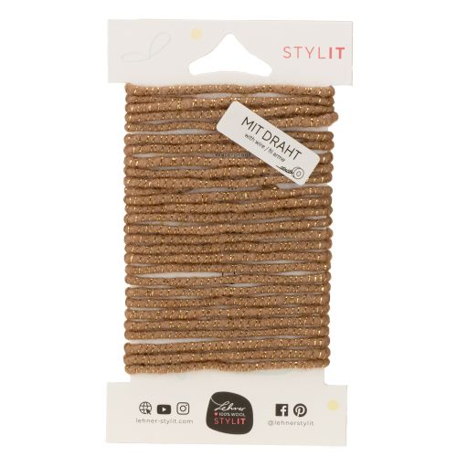 Article Cordon en laine marron avec fil doré, 5 m x 5 mm avec fil métallique, pour la décoration et les loisirs créatifs