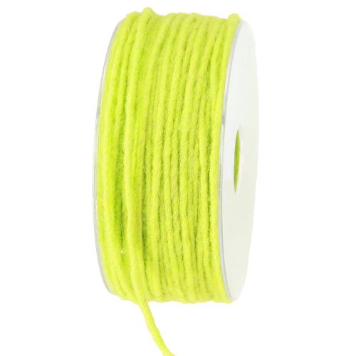 Article Cordon de laine mèche en feutre vert clair l 3 mm L 100 m