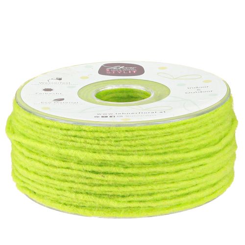 Article Cordon de laine mèche en feutre vert clair l 3 mm L 100 m