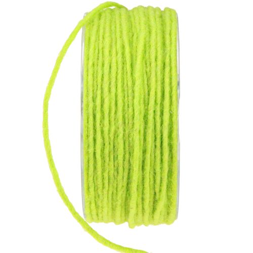 Article Cordon de laine mèche en feutre vert clair l 3 mm L 100 m