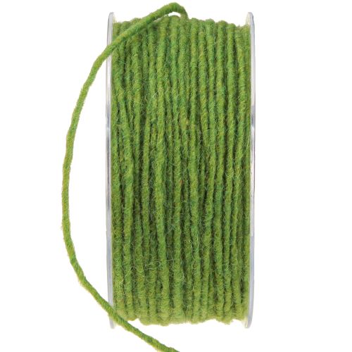 Article Fil de mèche en laine et feutre vert mousse 3 mm 100 m