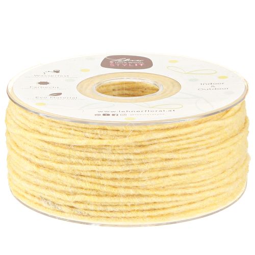 Fil de mèche cordon de laine cordon de feutre fil de laine jaune Ø3mm 100m