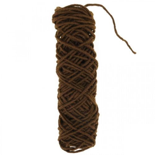 Floristik24 Fil de mèche marron foncé, cordon laine avec fil, fournitures fleuriste L30m