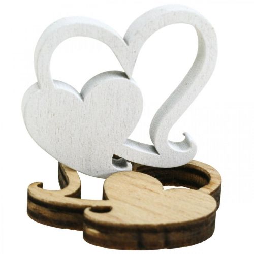 Double cœur en bois, décoration parsemée de cœurs de mariage B3cm 72 pièces